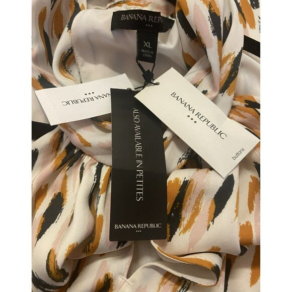 Banana Republic Factory Women Twist Neck Satin Midi Dress Size XL NWT Print - Picture 7 of 10